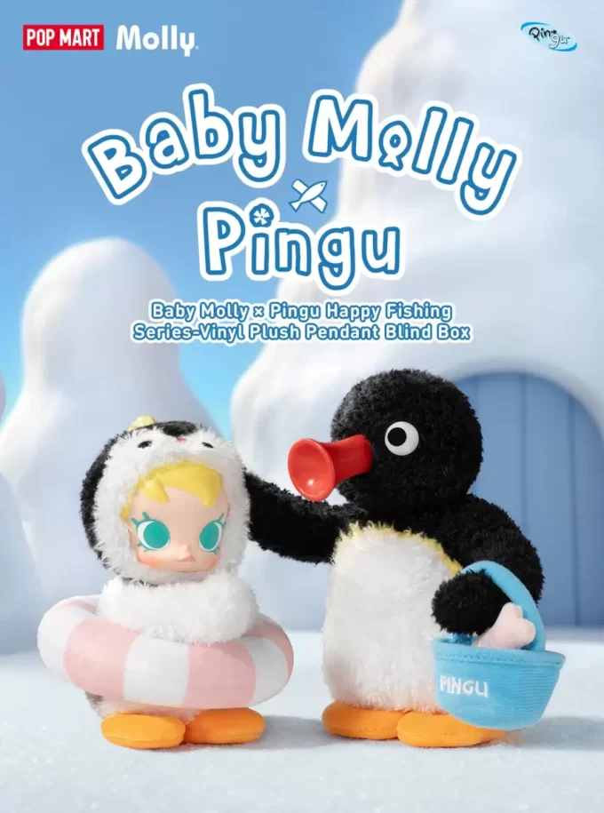 Baby Molly × Pingu Veselý rybářský seriál – vinylová plyšová krabička s přívěskem Baby Molly × Pingu Veselý rybářský seriál – vinylová plyšová krabička s přívěskem