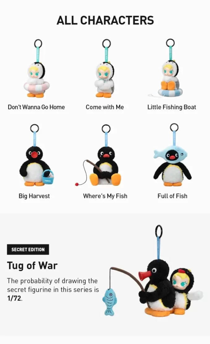 Baby Molly × Pingu Veselý rybářský seriál – vinylová plyšová krabička s přívěskem Baby Molly × Pingu Veselý rybářský seriál – vinylová plyšová krabička s přívěskem
