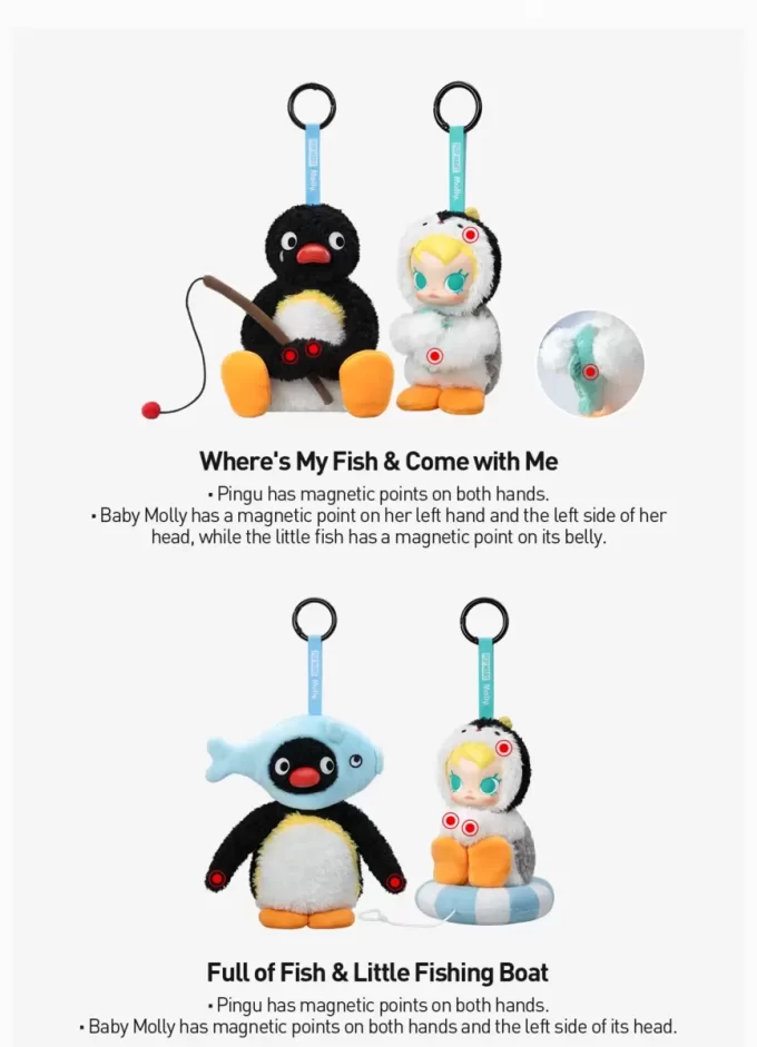 Baby Molly × Pingu Veselý rybářský seriál – vinylová plyšová krabička s přívěskem Baby Molly × Pingu Veselý rybářský seriál – vinylová plyšová krabička s přívěskem
