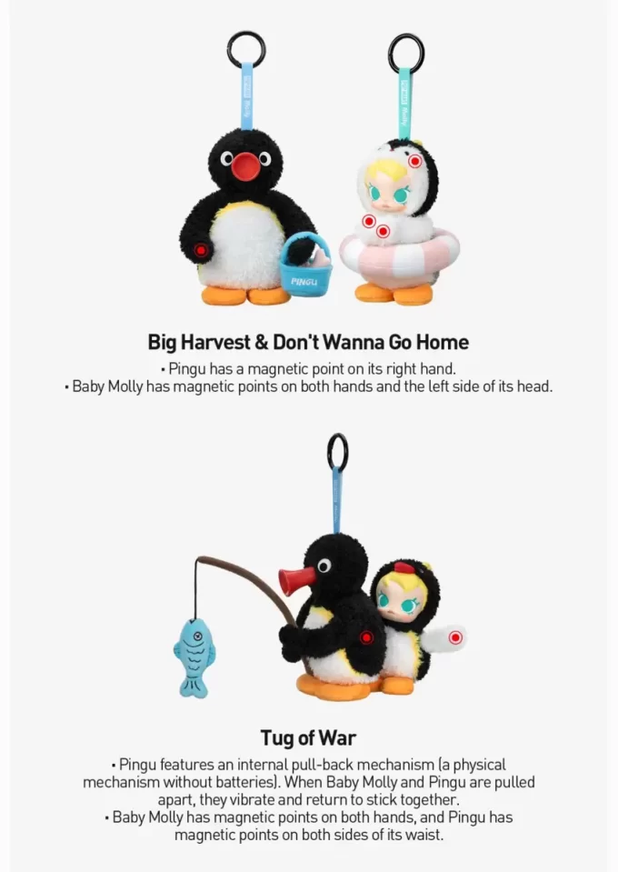 Baby Molly × Pingu Veselý rybářský seriál – vinylová plyšová krabička s přívěskem Baby Molly × Pingu Veselý rybářský seriál – vinylová plyšová krabička s přívěskem