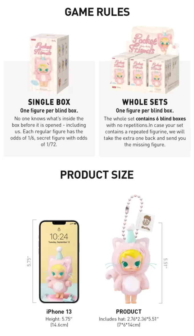 Baby Molly Pocket Friends Series – vinylová plyšová přívěsek na roletu