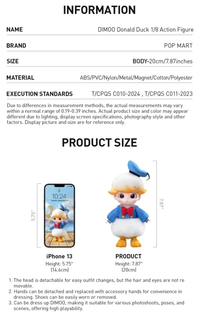 DIMOO Akční figurka Kačer Donald 1/8