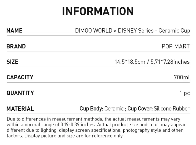 DIMOO WORLD × DISNEY Series – Keramický hrnek