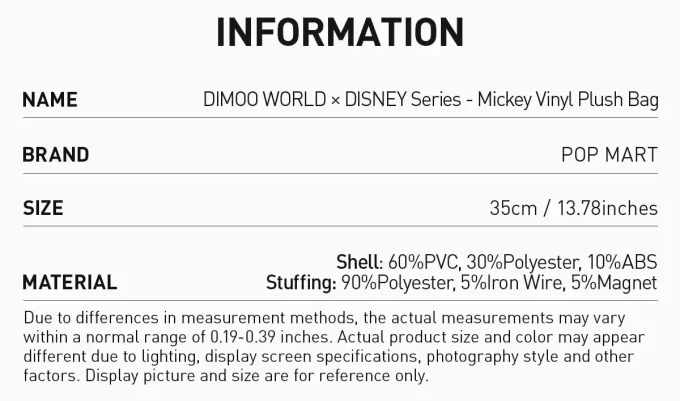 DIMOO WORLD × DISNEY Series – Mickeyho vinylová plyšová taška