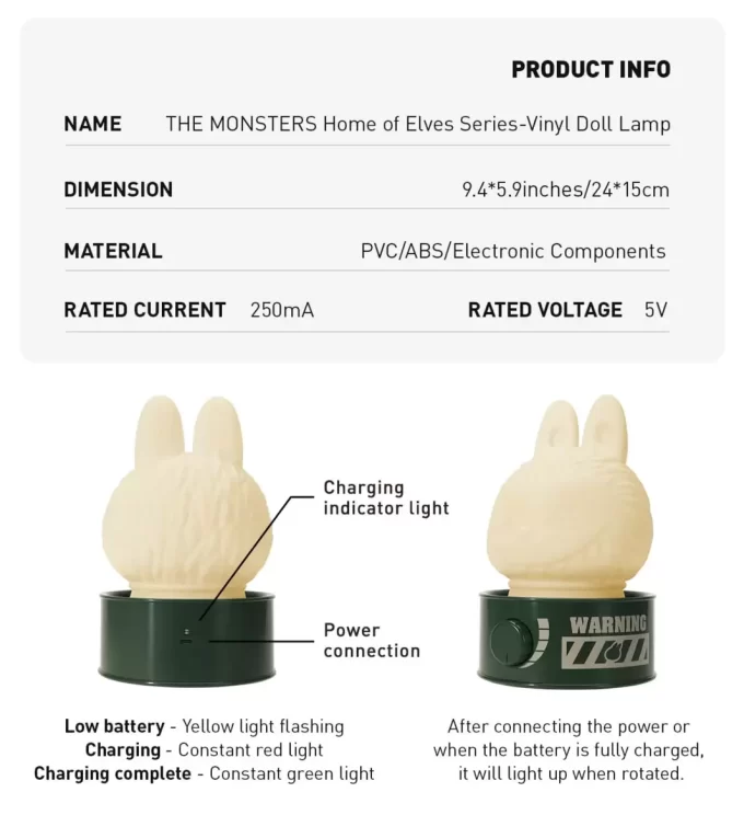 PŘÍŠERY Série Domov elfů – Vinylová lampa pro panenky