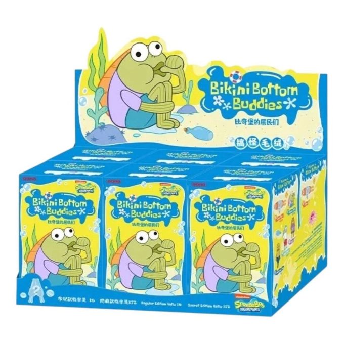 Plyšový zapečetěný kufřík Pop Mart x Bikini Bottom Buddies (6 zaslepených krabiček)