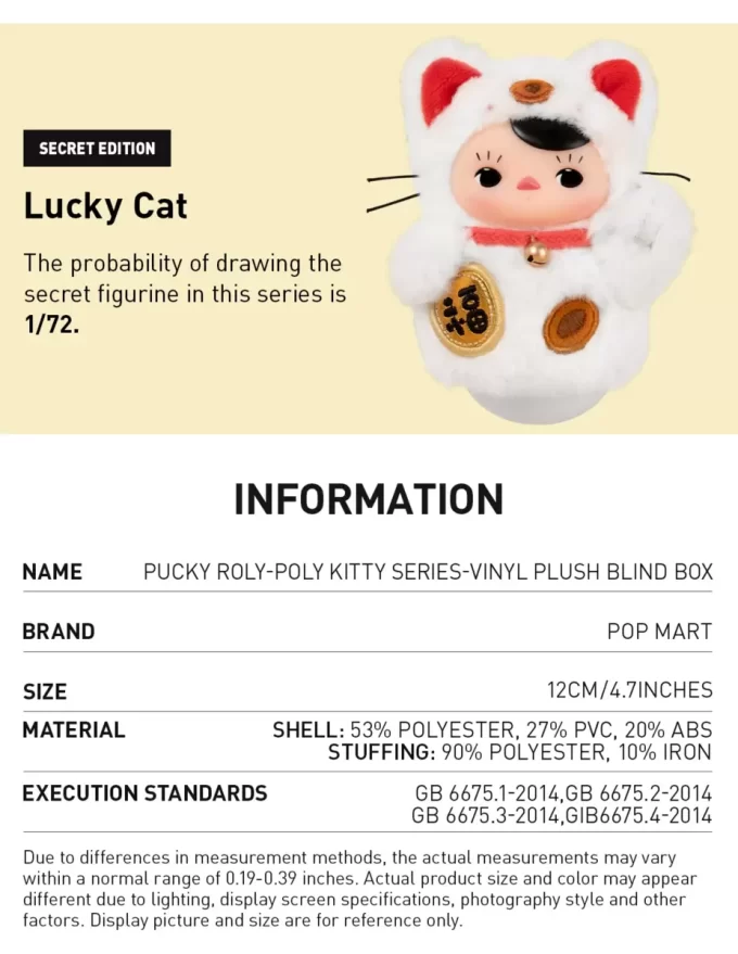 PUCKY Roly-Poly Kitty Series – vinylová plyšová roleta