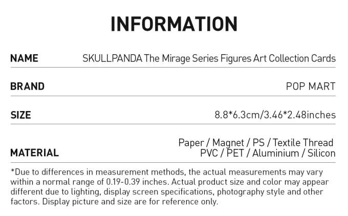 SKULLPANDA Figurky ze série Mirage, umělecké sbírky karet